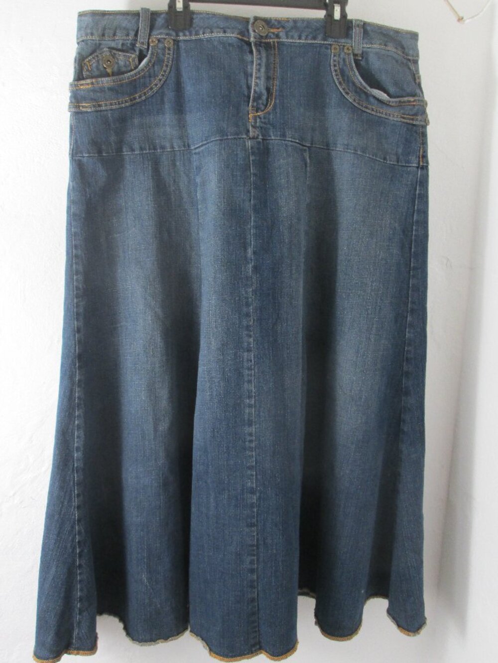 90s Vintage SWAK Midi Denim A-Line Jean Skirt Women's Plus Size 18W